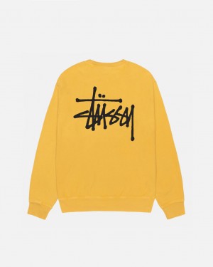 Stussy Basic Stussy Crew Pigment Dyed Dukserice Ženske Žute Srbija | VZI-0018