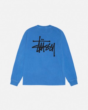 Stussy Basic Stussy LS Tee Pigment Dyed Tees Muške Plave Srbija | DME-8994