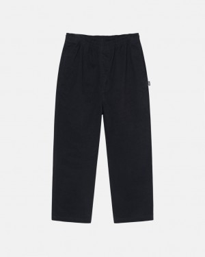 Stussy Beach Pant Brushed Cotton Hlače Muške Crne Srbija | ZUG-3953