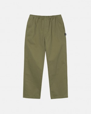 Stussy Beach Pant Brushed Cotton Hlače Muške Maslinasto Zelene Srbija | PYP-9020