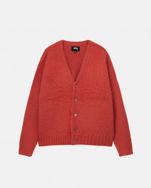 Stussy Brushed Cardigan Džemperi Muške Crvene Srbija | YKI-5125