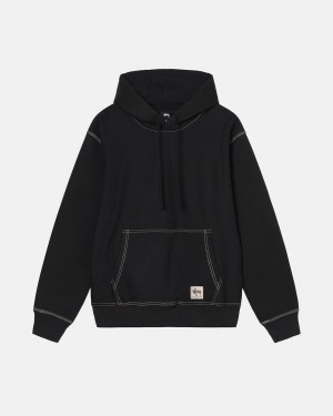 Stussy Contrast Stitch Label Hoodie Majica s Kapuljačom Muške Crne Srbija | SBK-0417