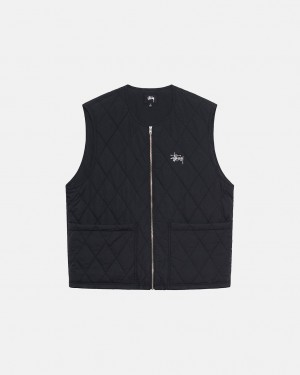 Stussy Diamond Prošiven Vest Prsluk Ženske Crne Srbija | HDH-5108