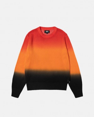 Stussy Pigment Dyed Loose Gauge Knit Sweater Džemperi Muške Crne Crvene Srbija | NVQ-7614