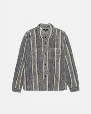 Stussy Prugasta Sherpa Shirt Jakne Košulje Ženske Charcoal Srbija | JRE-5676