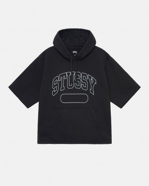 Stussy Ss Boxy Cropped Hoodie Majica s Kapuljačom Ženske Crne Srbija | DPB-8287