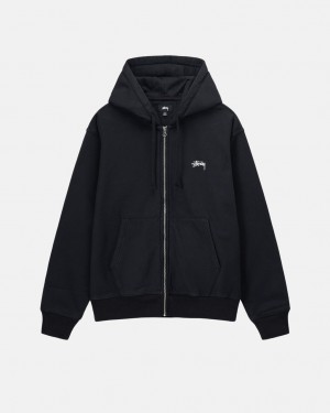 Stussy Stock Logo Zip Hoodie Majica s Kapuljačom Ženske Crne Srbija | ZEF-6959