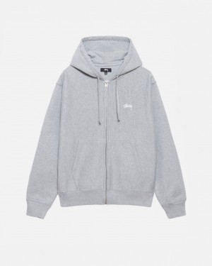 Stussy Stock Logo Zip Hoodie Majica s Kapuljačom Ženske Sive Srbija | ADR-2630