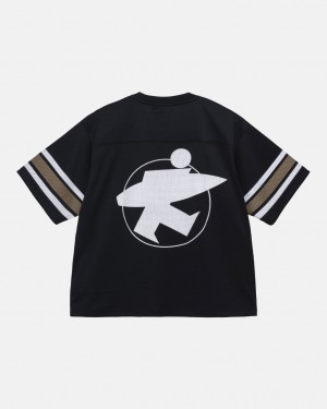 Stussy Surfman Mesh Football Jersey Topi Muške Crne Srbija | JTF-7197