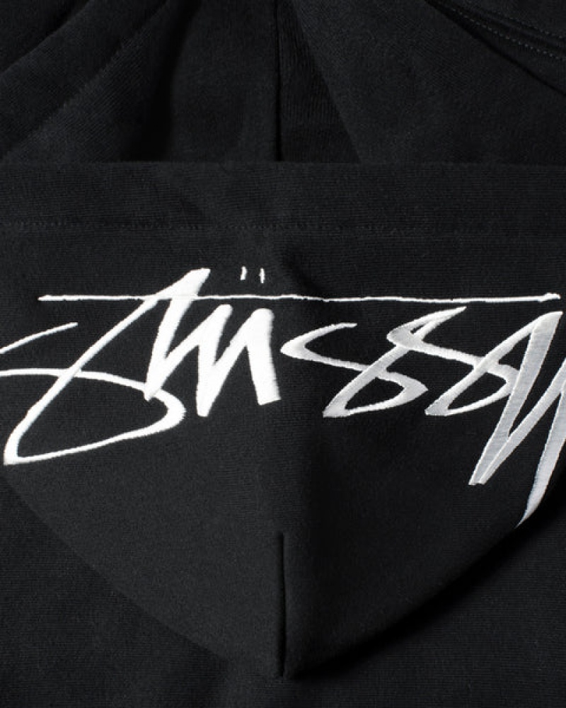 Stussy Back Hood Applique Hoodie Majica s Kapuljačom Ženske Crne Srbija | EQC-8941