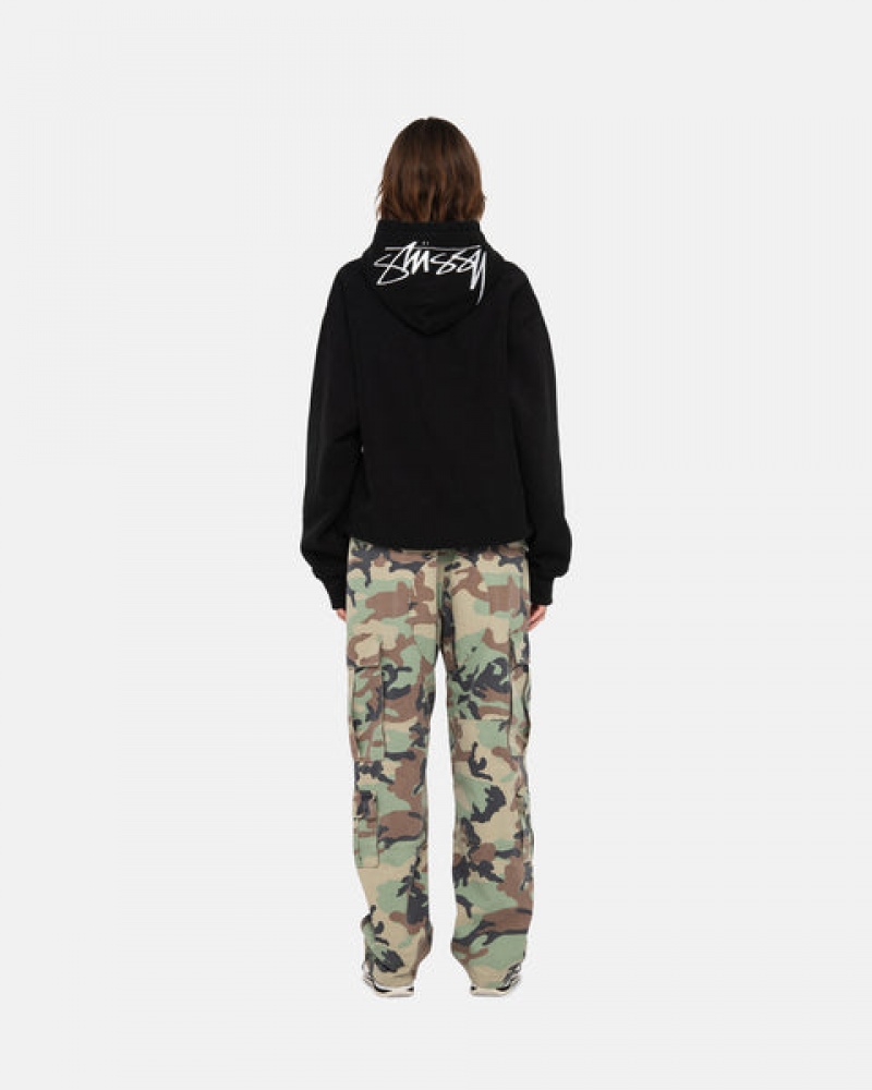 Stussy Back Hood Applique Hoodie Majica s Kapuljačom Ženske Crne Srbija | EQC-8941