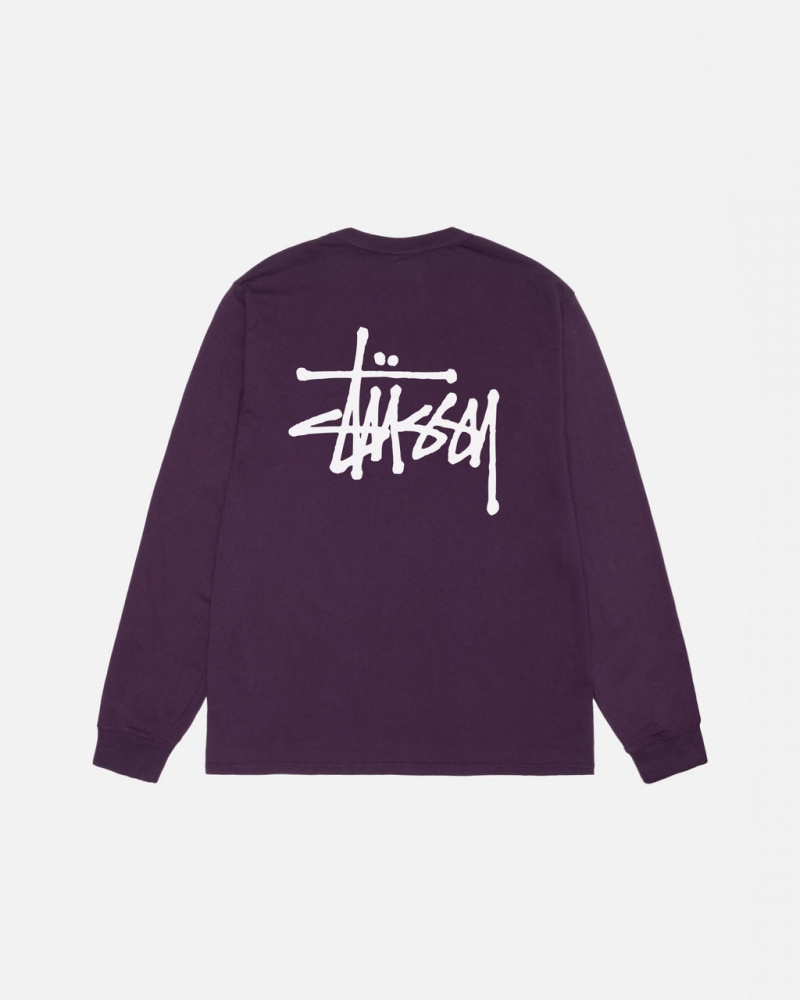 Stussy Basic Stussy LS Tee Pigment Dyed Tees Muške Ljubičaste Srbija | WLW-1517