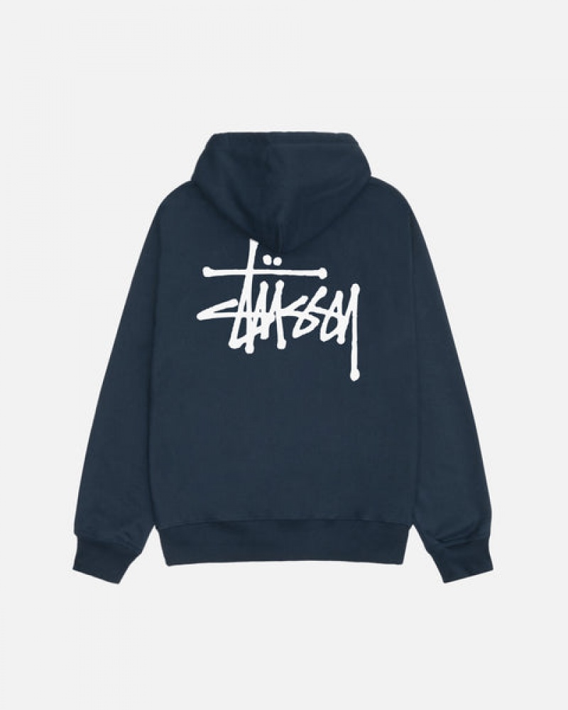 Stussy Basic Stussy Zip Hoodie Majica s Kapuljačom Muške Tamnoplave Srbija | BOW-1134