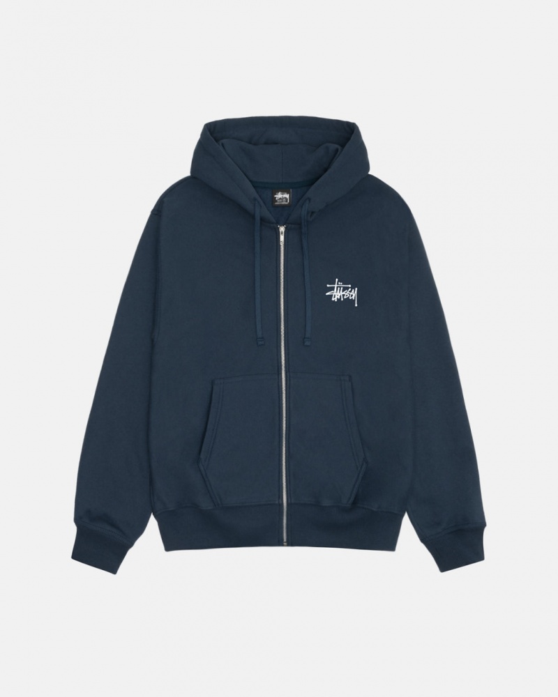 Stussy Basic Stussy Zip Hoodie Majica s Kapuljačom Muške Tamnoplave Srbija | BOW-1134