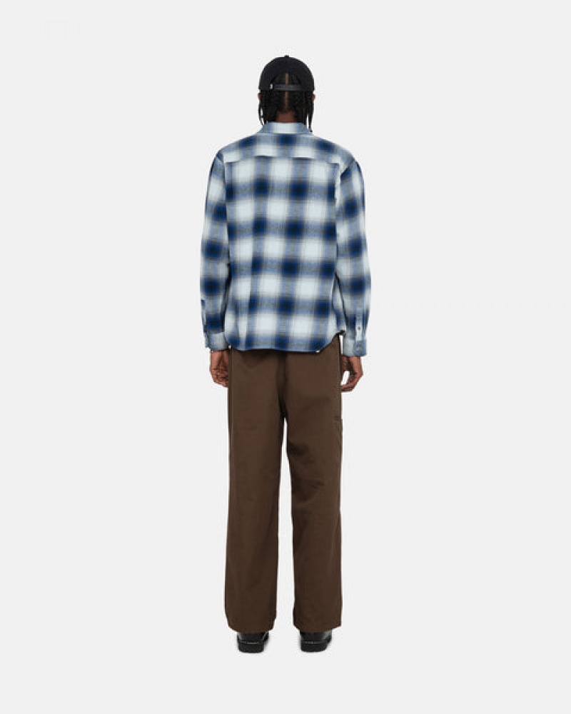 Stussy Bay Plaid Shirt Jakne Košulje Muške Tamnoplave Srbija | WYJ-0852