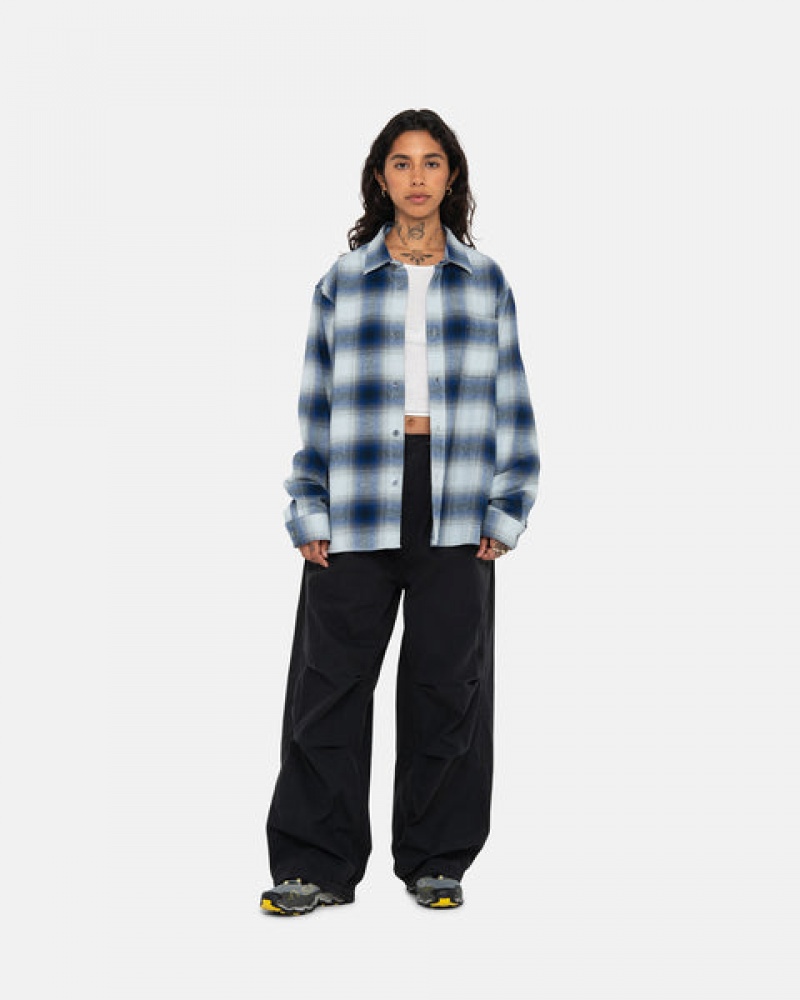 Stussy Bay Plaid Shirt Košulje Ženske Tamnoplave Srbija | EVH-3004