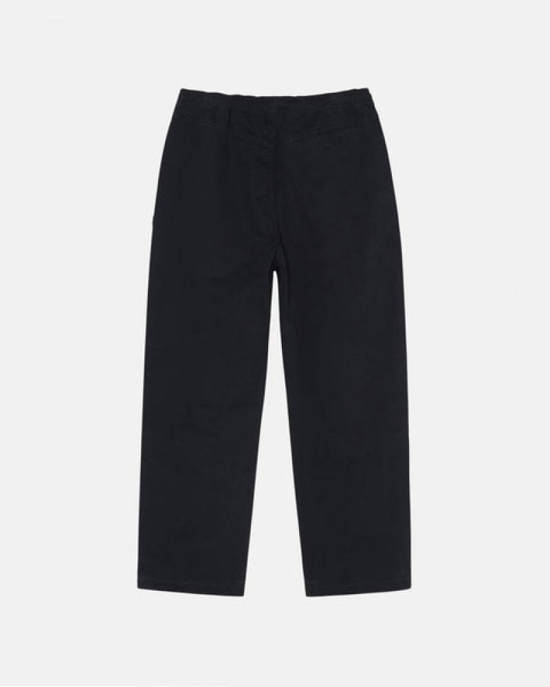 Stussy Beach Pant Brushed Cotton Hlače Muške Crne Srbija | ZUG-3953