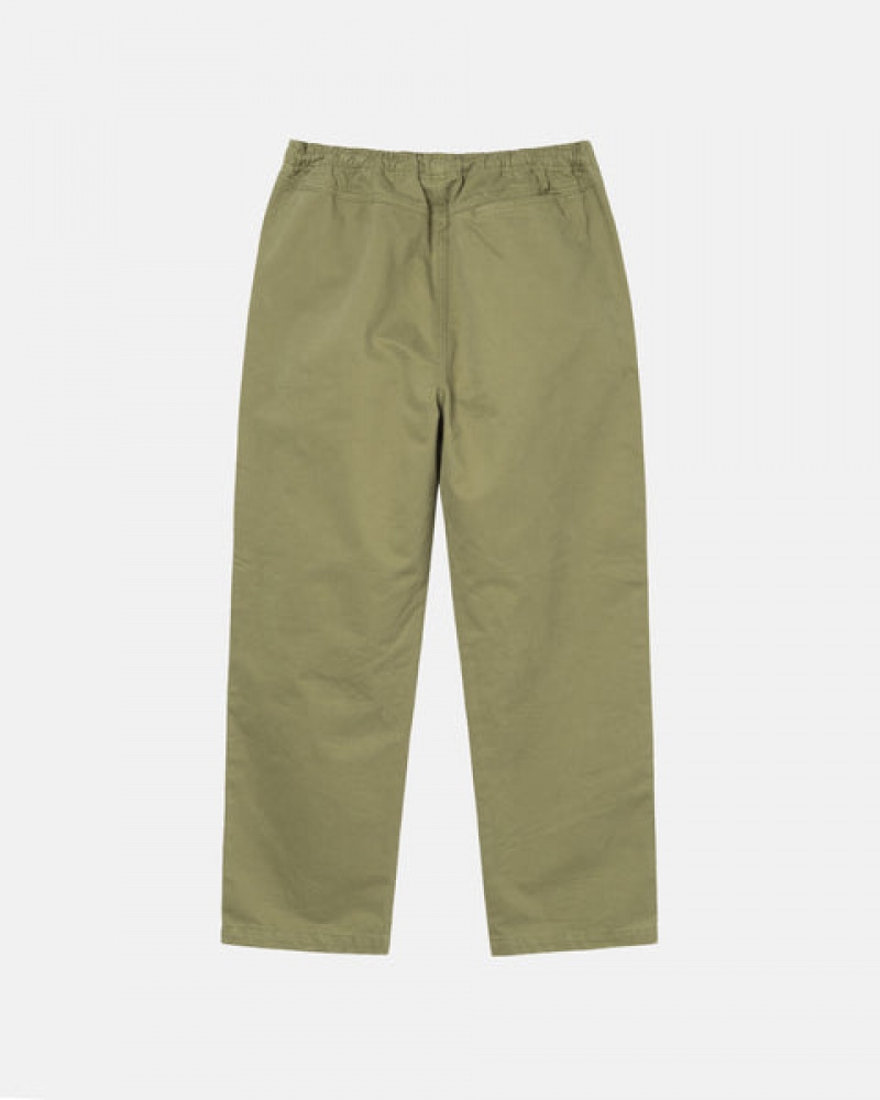 Stussy Beach Pant Brushed Cotton Hlače Muške Maslinasto Zelene Srbija | PYP-9020