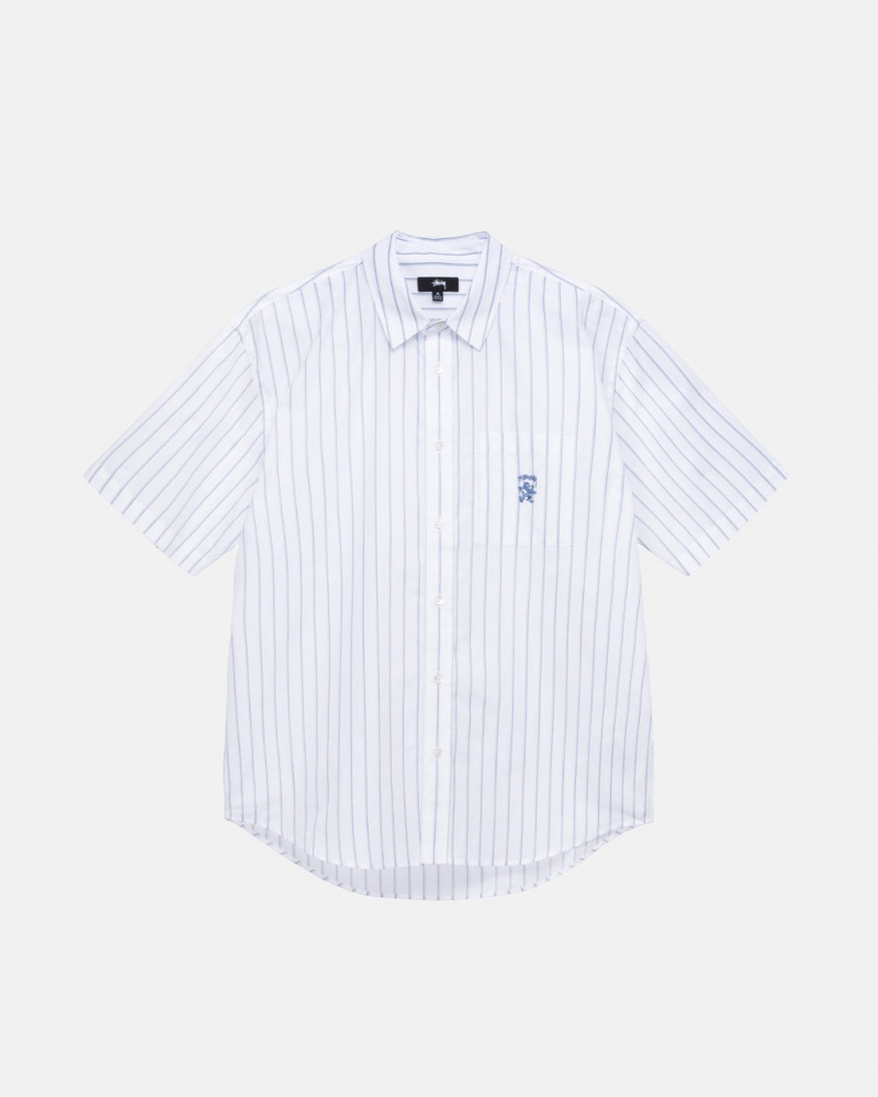 Stussy Boxy Prugasta Shirt Košulje Ženske Bijele Srbija | GXP-1480