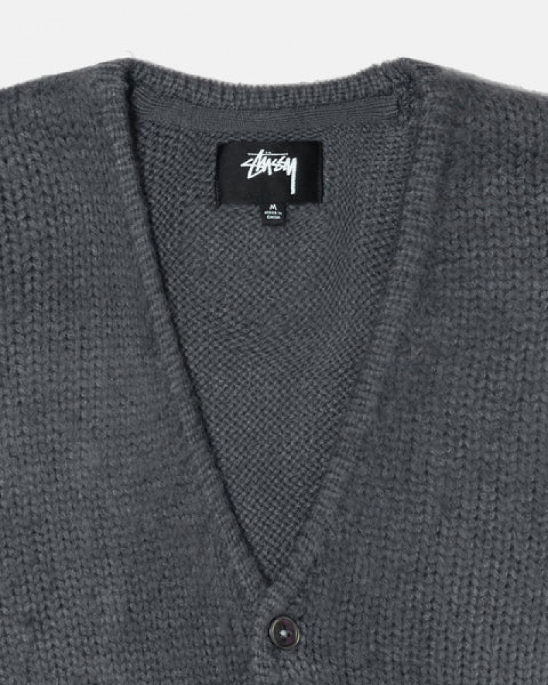 Stussy Brushed Cardigan Džemperi Ženske Charcoal Srbija | AGI-7206