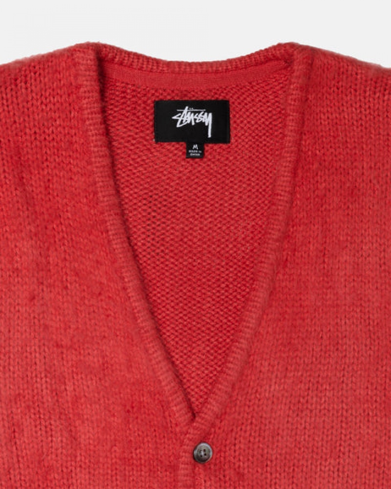 Stussy Brushed Cardigan Džemperi Ženske Crvene Srbija | FWO-5152