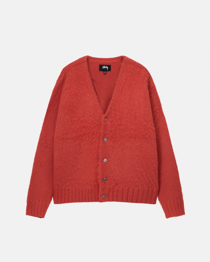 Stussy Brushed Cardigan Džemperi Ženske Crvene Srbija | FWO-5152