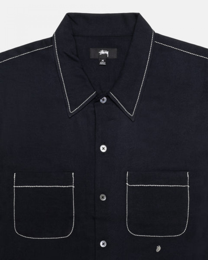 Stussy Contrast Pick Stitched Shirt Košulje Muške Crne Srbija | DEK-6333