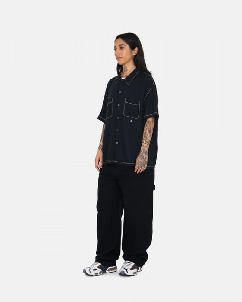 Stussy Contrast Pick Stitched Shirt Košulje Muške Crne Srbija | DEK-6333