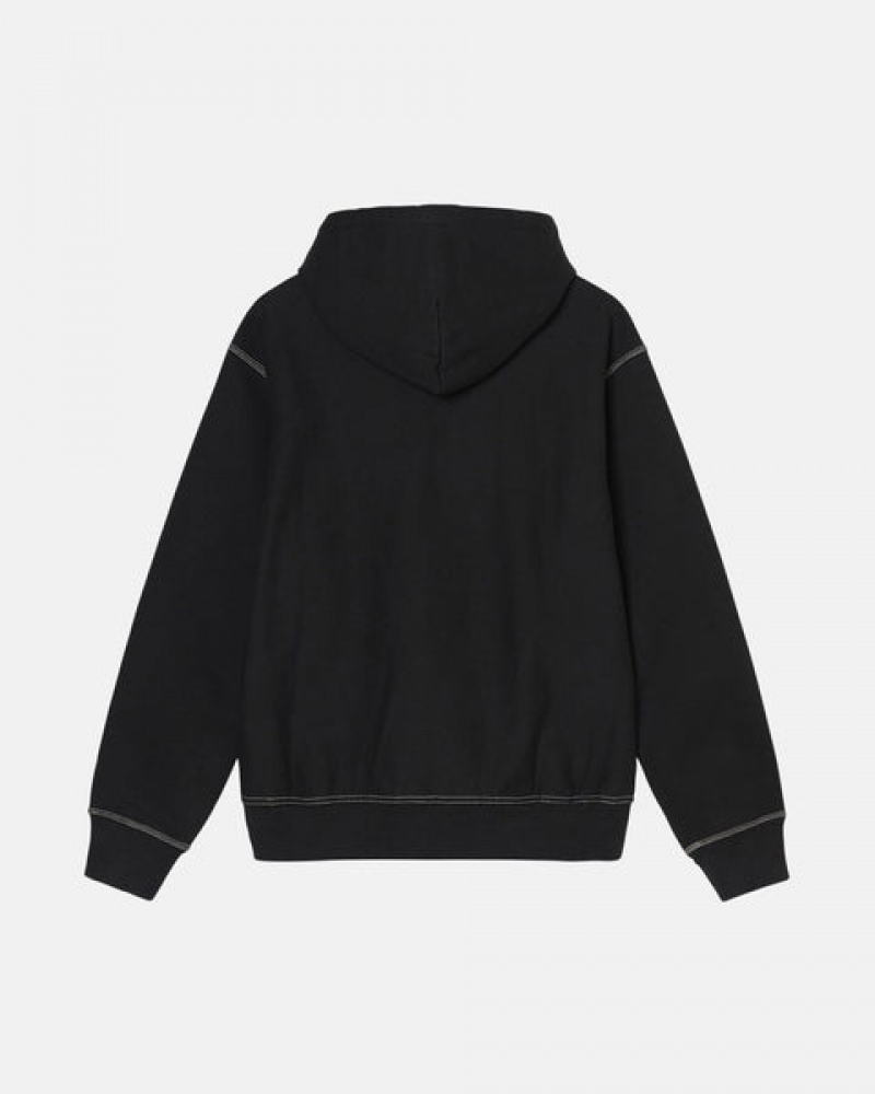 Stussy Contrast Stitch Label Hoodie Majica s Kapuljačom Ženske Crne Srbija | DHC-1162