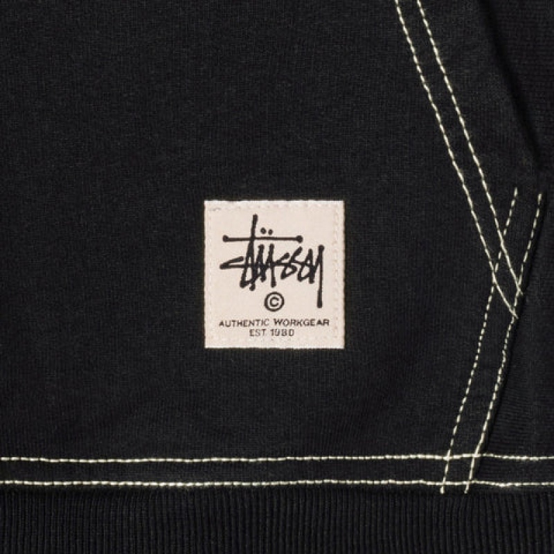 Stussy Contrast Stitch Label Hoodie Majica s Kapuljačom Ženske Crne Srbija | DHC-1162