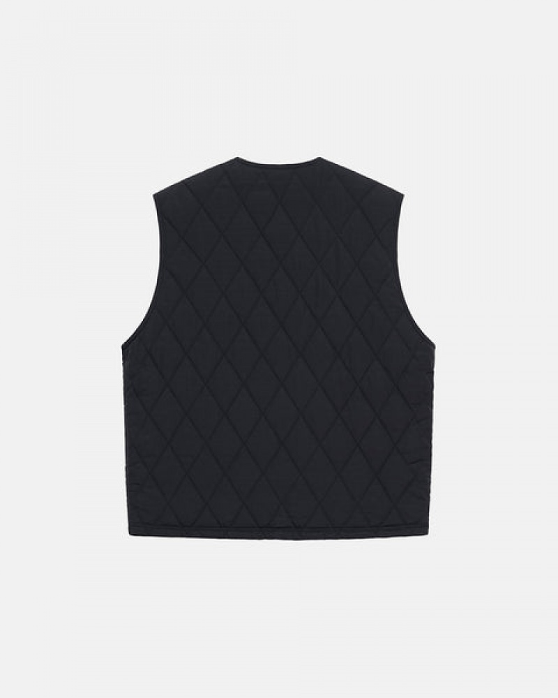 Stussy Diamond Prošiven Vest Prsluk Muške Crne Srbija | IOA-3677