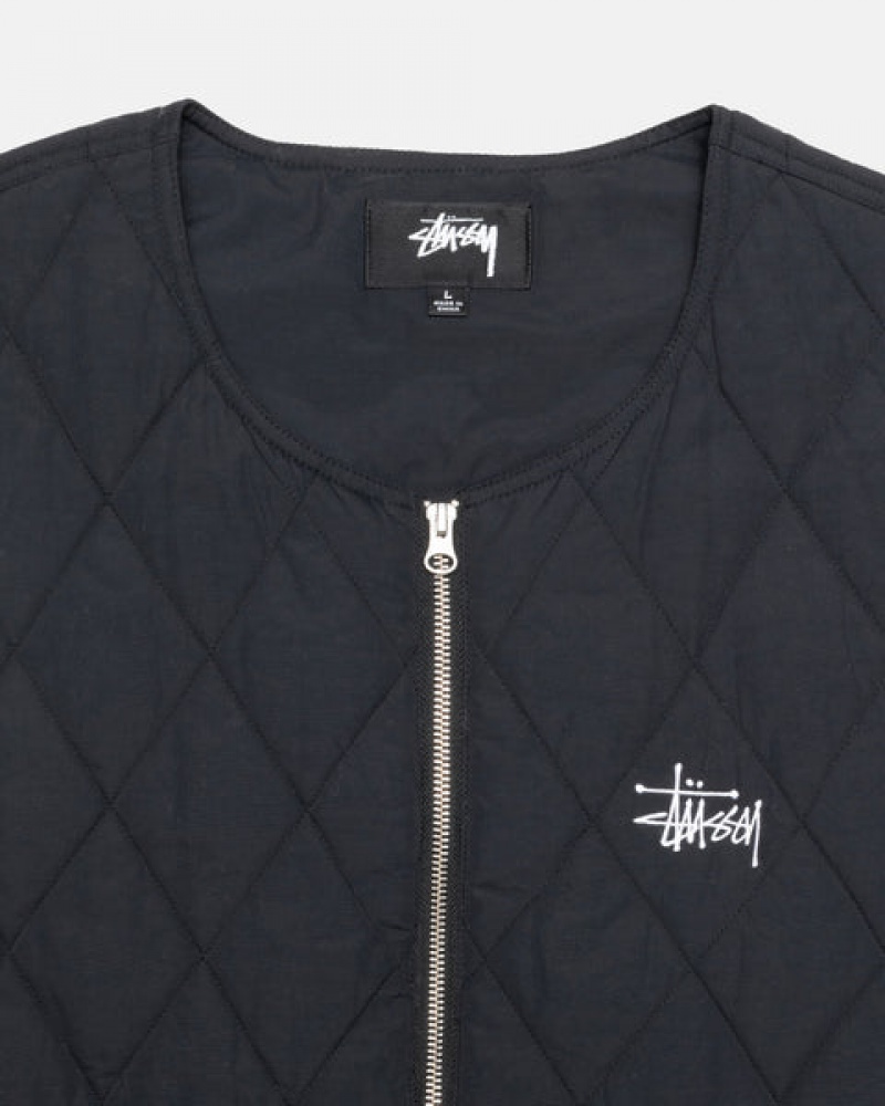 Stussy Diamond Prošiven Vest Prsluk Muške Crne Srbija | IOA-3677