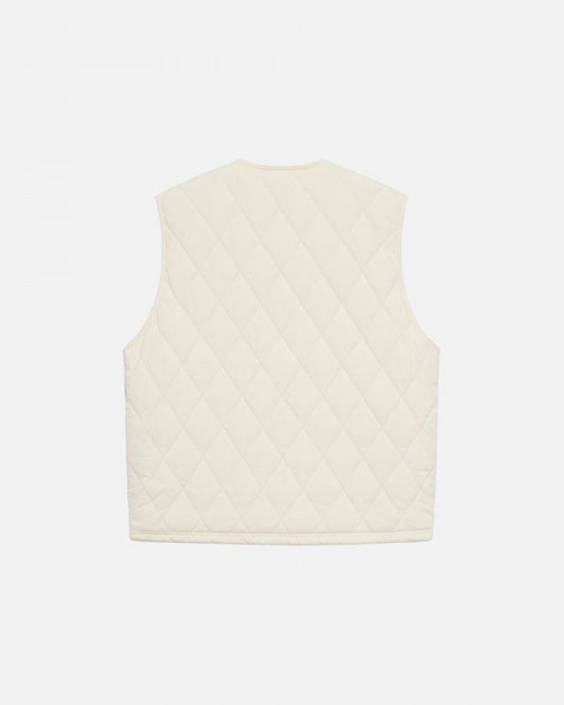 Stussy Diamond Prošiven Vest Prsluk Muške Krem Srbija | QPF-6292