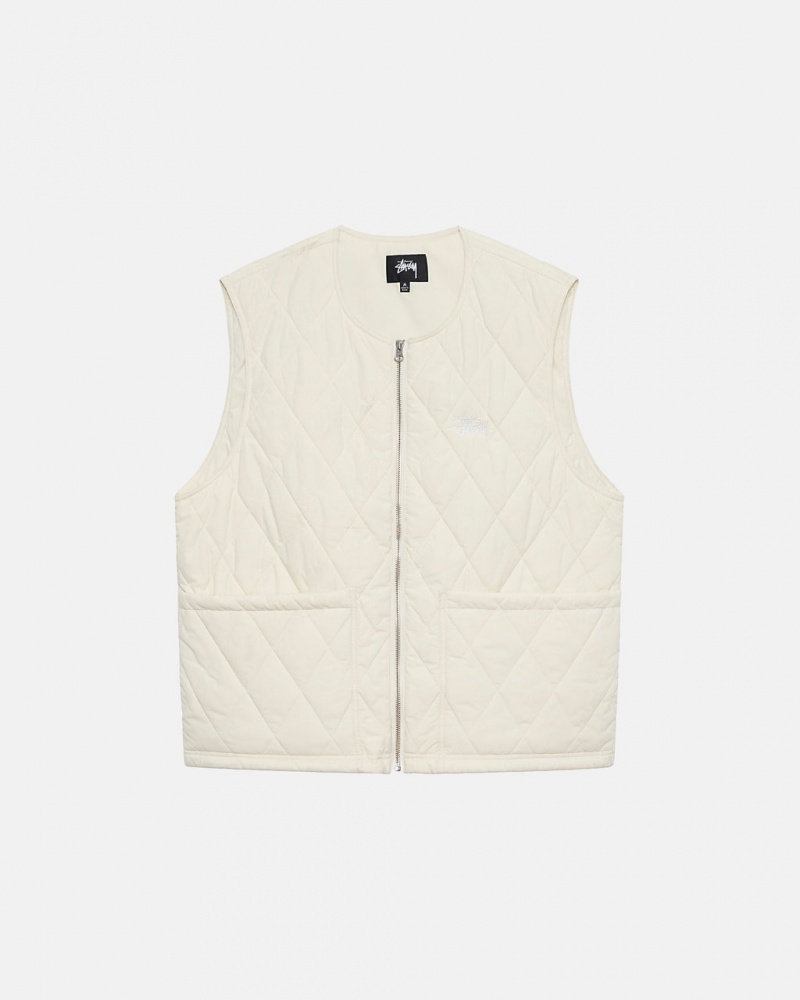 Stussy Diamond Prošiven Vest Prsluk Ženske Krem Srbija | OOH-3024