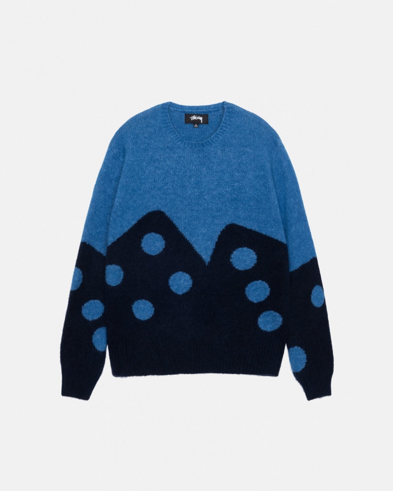 Stussy Dice Fuzzy Crew Džemperi Muške Plave Srbija | CSK-2756