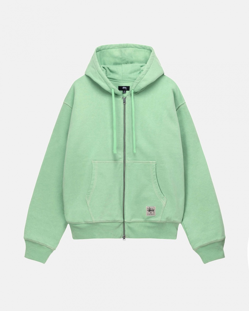 Stussy Double Face Label Zip Hoodie Majica s Kapuljačom Muške Zelene Srbija | KWB-3948