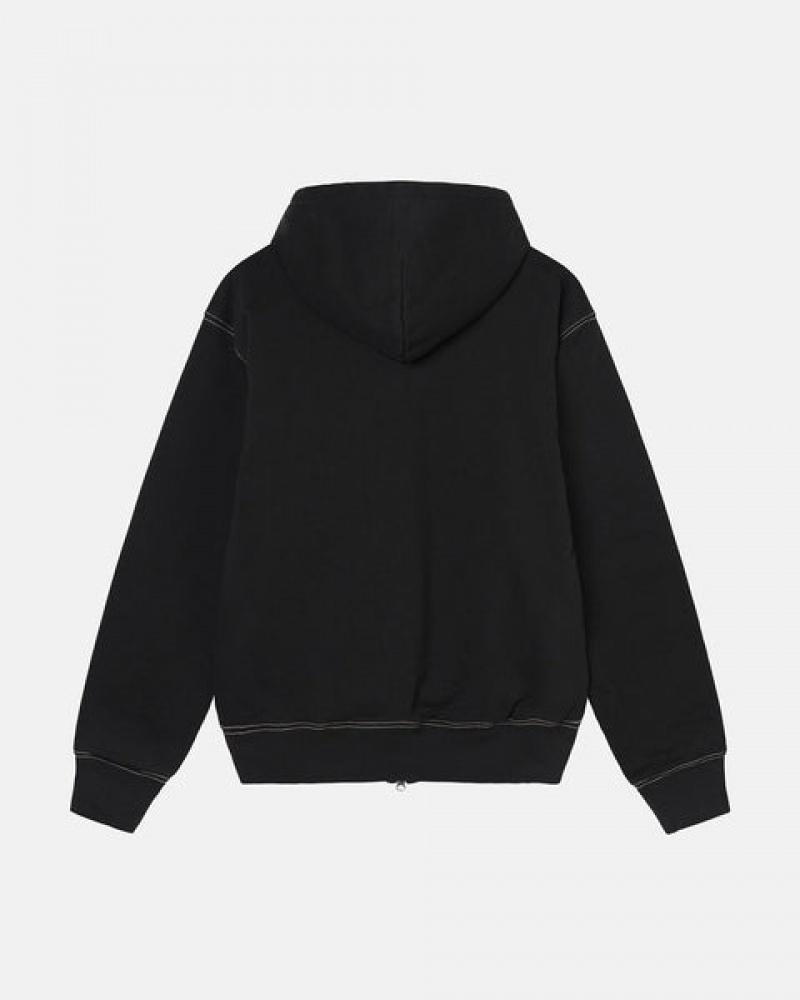 Stussy Double Face Label Zip Hoodie Majica s Kapuljačom Muške Crne Srbija | KLO-7494