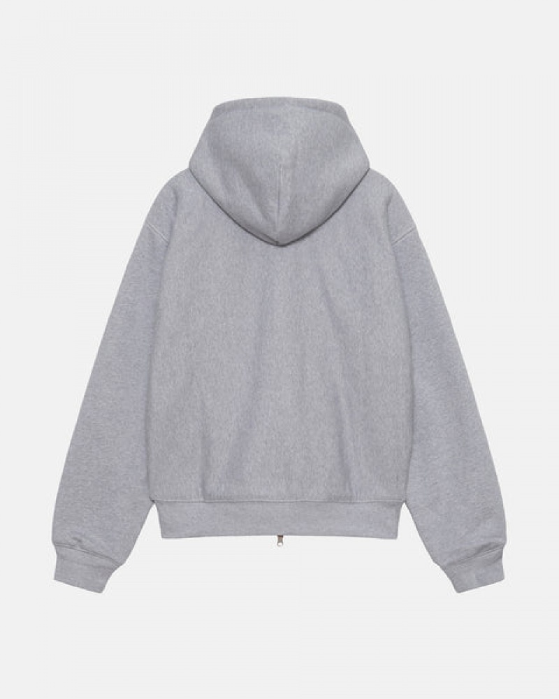 Stussy Double Face Label Zip Hoodie Majica s Kapuljačom Muške Sive Srbija | DAM-5765