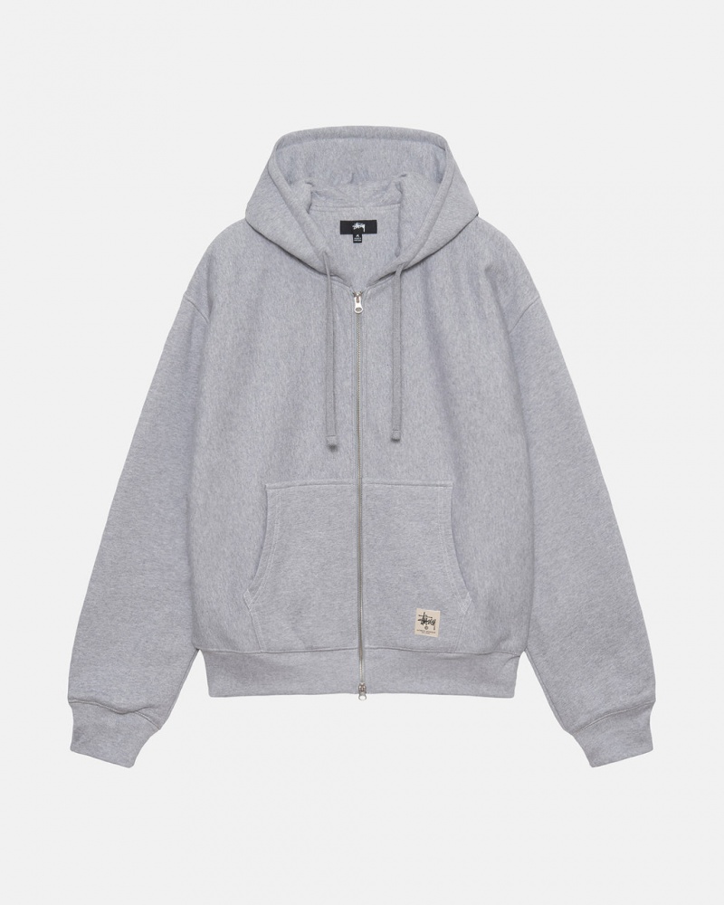 Stussy Double Face Label Zip Hoodie Majica s Kapuljačom Muške Sive Srbija | DAM-5765