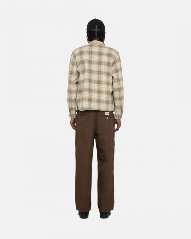 Stussy Frank Plaid Zip Shirt Košulje Muške Smeđe Srbija | RHW-7122