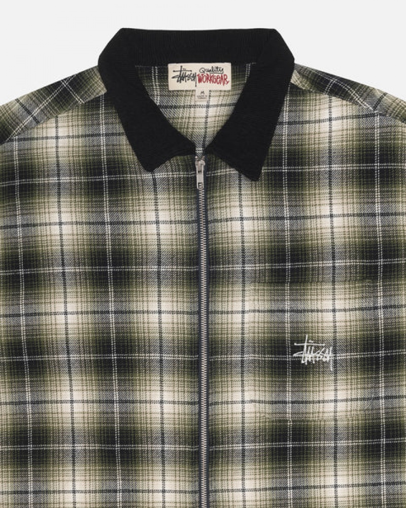 Stussy Frank Plaid Zip Shirt Košulje Muške Tamno Sive Srbija | MKM-4622