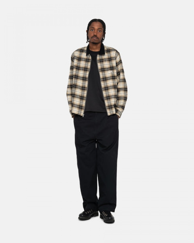 Stussy Frank Plaid Zip Shirt Košulje Muške Tamno Sive Srbija | MKM-4622