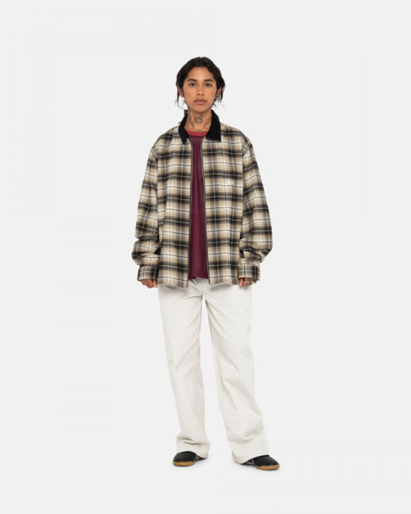 Stussy Frank Plaid Zip Shirt Košulje Muške Tamno Sive Srbija | MKM-4622