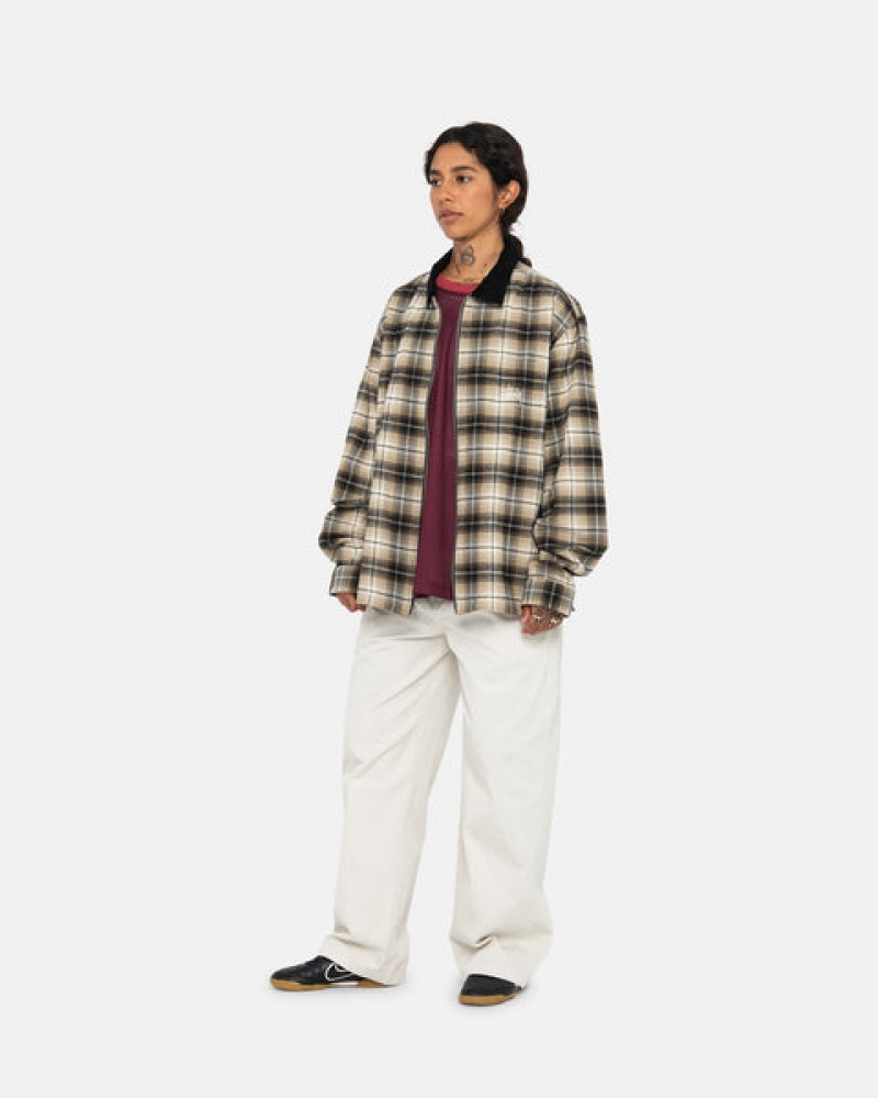 Stussy Frank Plaid Zip Shirt Košulje Muške Tamno Sive Srbija | MKM-4622