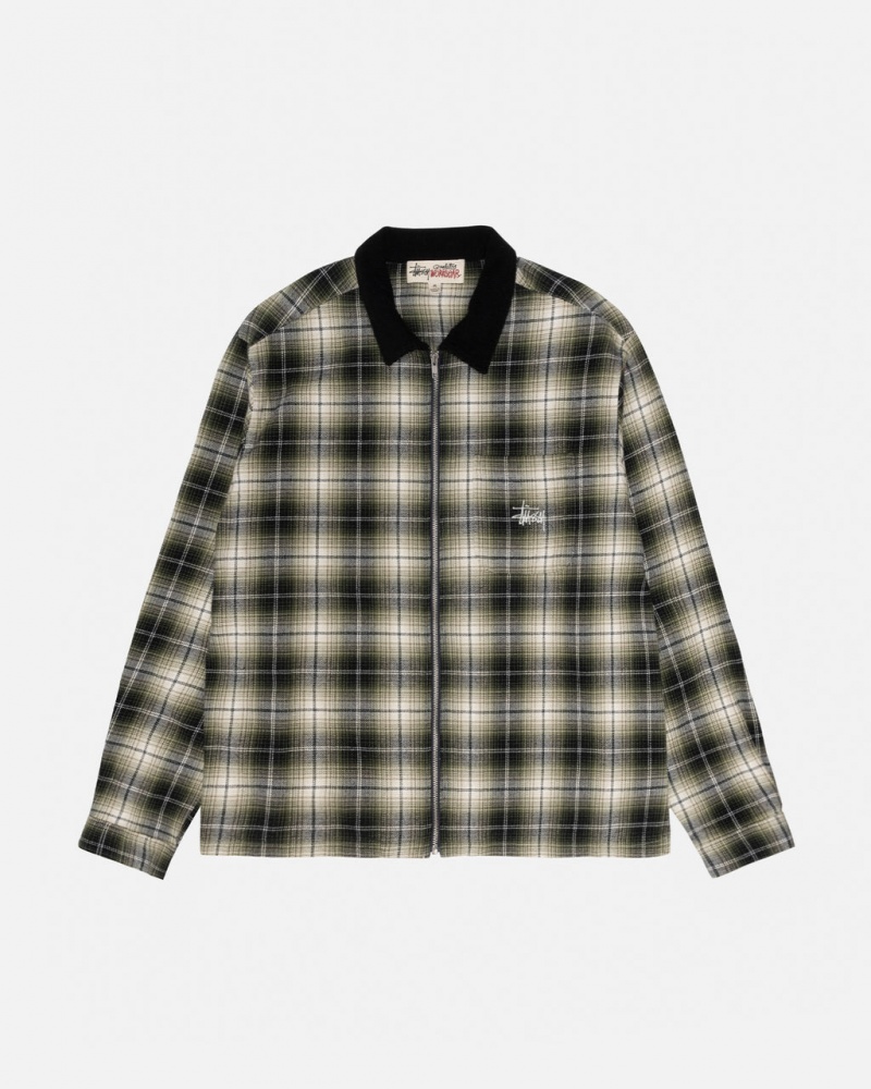 Stussy Frank Plaid Zip Shirt Košulje Muške Tamno Sive Srbija | MKM-4622