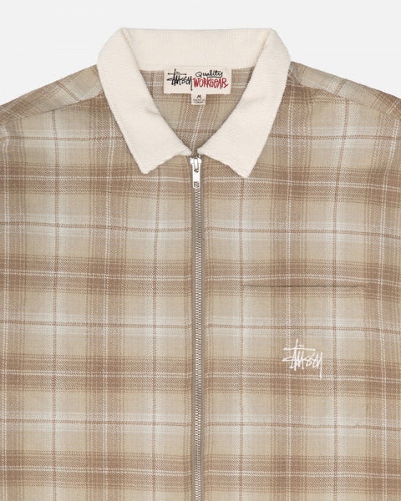 Stussy Frank Plaid Zip Shirt Košulje Ženske Smeđe Srbija | UTY-6390