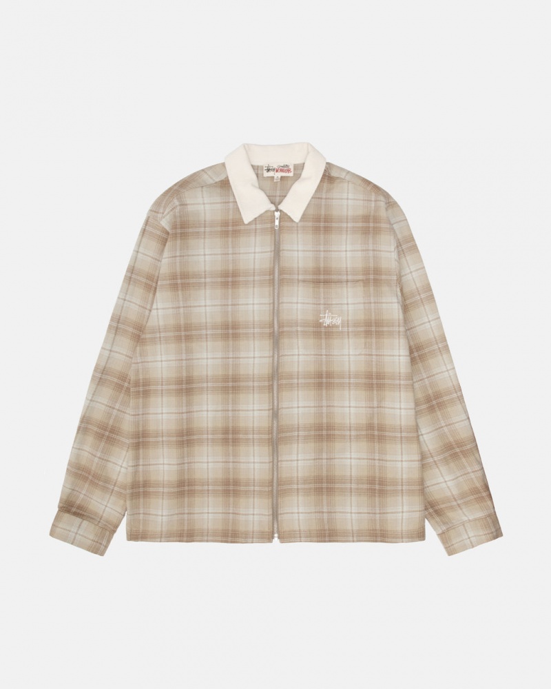 Stussy Frank Plaid Zip Shirt Košulje Ženske Smeđe Srbija | UTY-6390