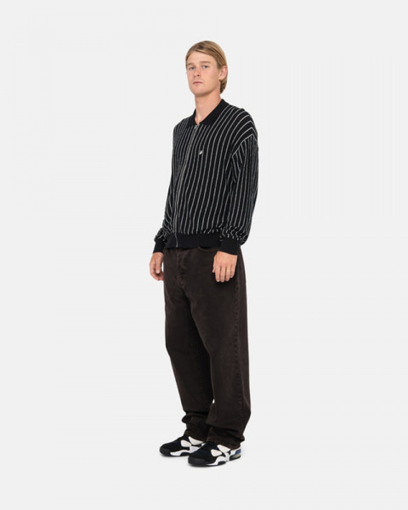 Stussy Light Weight Ls Zip Polo Topi Muške Crne Srbija | VAC-8454