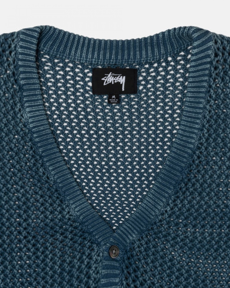 Stussy Loose Gauge Cardigan Džemperi Ženske Plave Srbija | UMR-0040