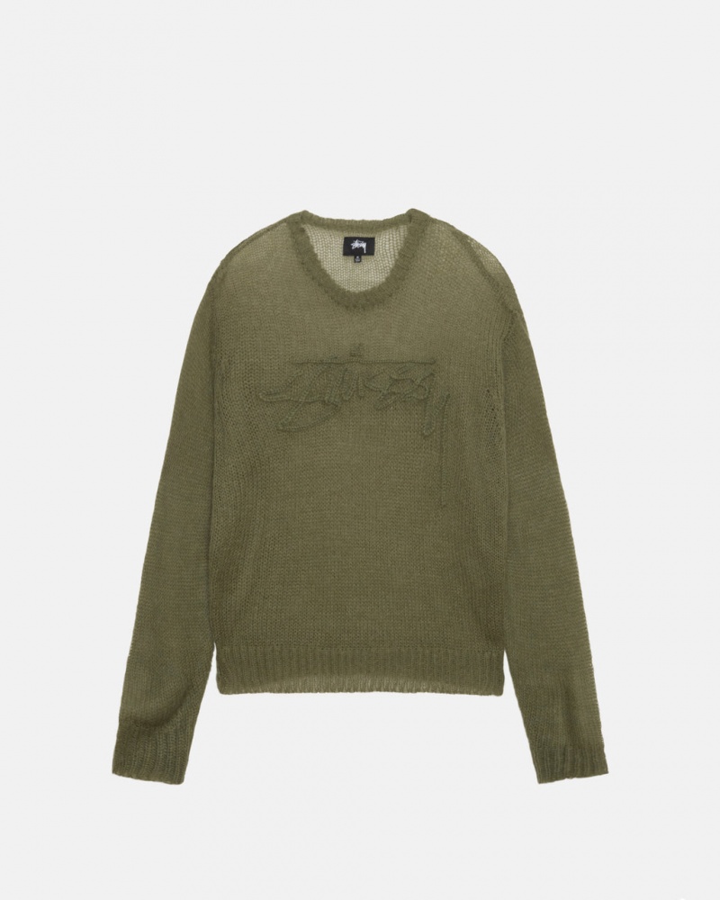 Stussy Loose Knit Sweater Džemperi Ženske Maslinasto Zelene Srbija | ICU-3718